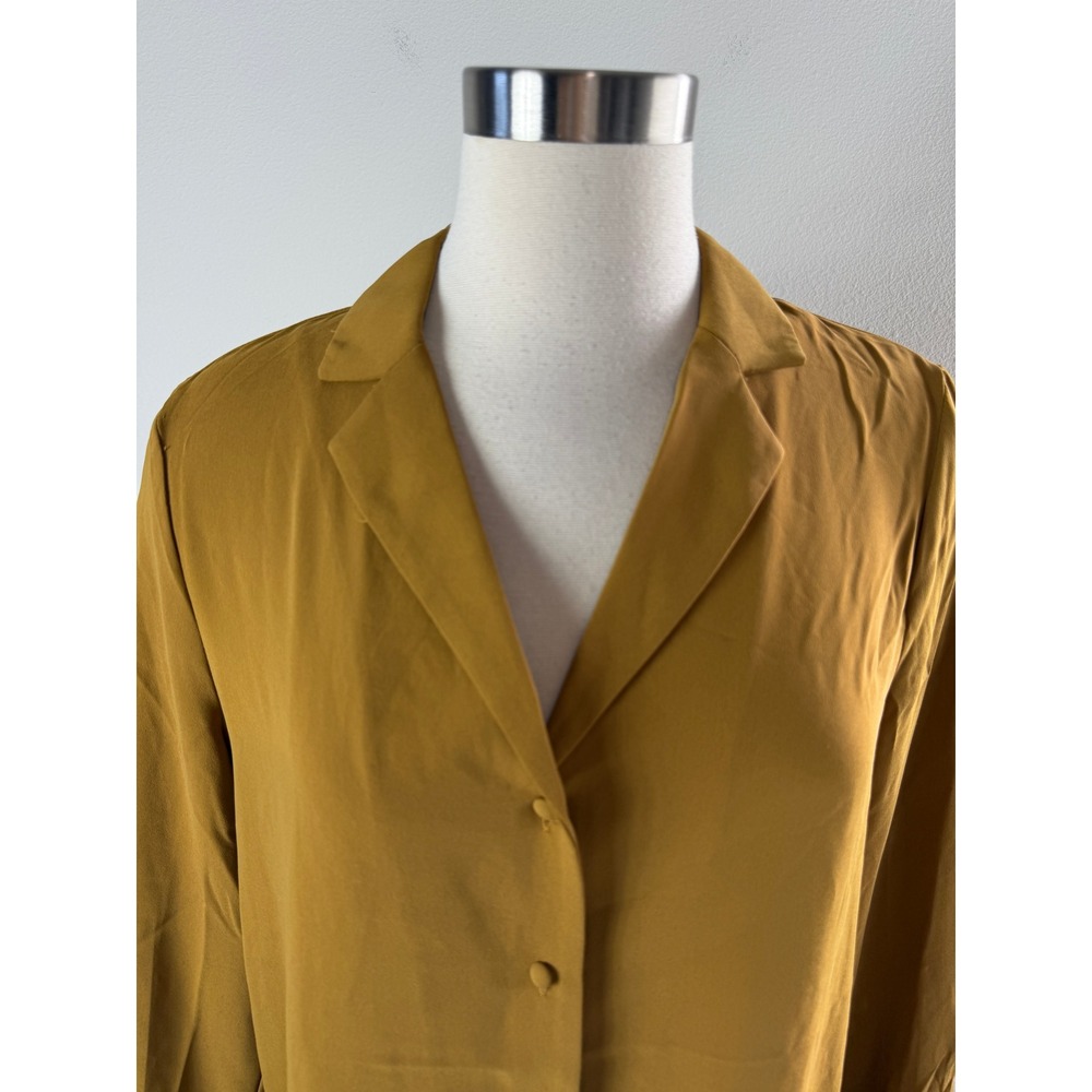 NEW Elie Tahari Womens Medium Burnt Ochre Long Sleeve Button Down Blouse Top - Picture 2 of 11